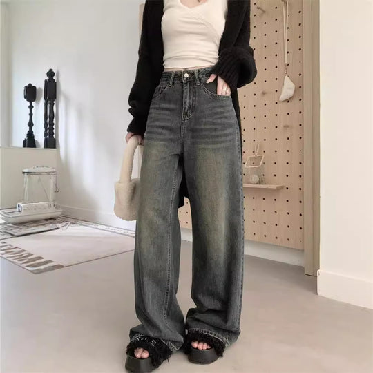 Damen Weit geschnittene High-Waist Jeans im modernen Vintage-Look R&B