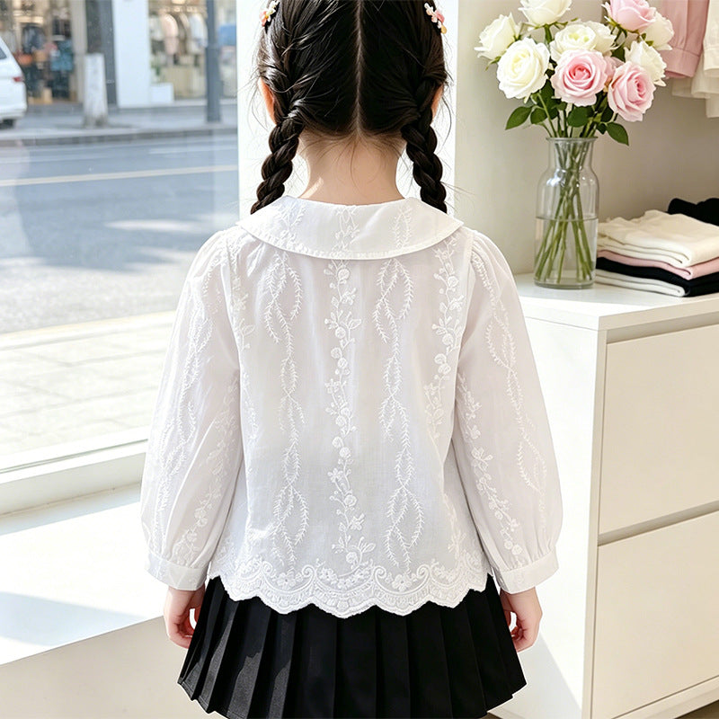 Mädchen elegante Bluse mit floralen Verzierungen R&B