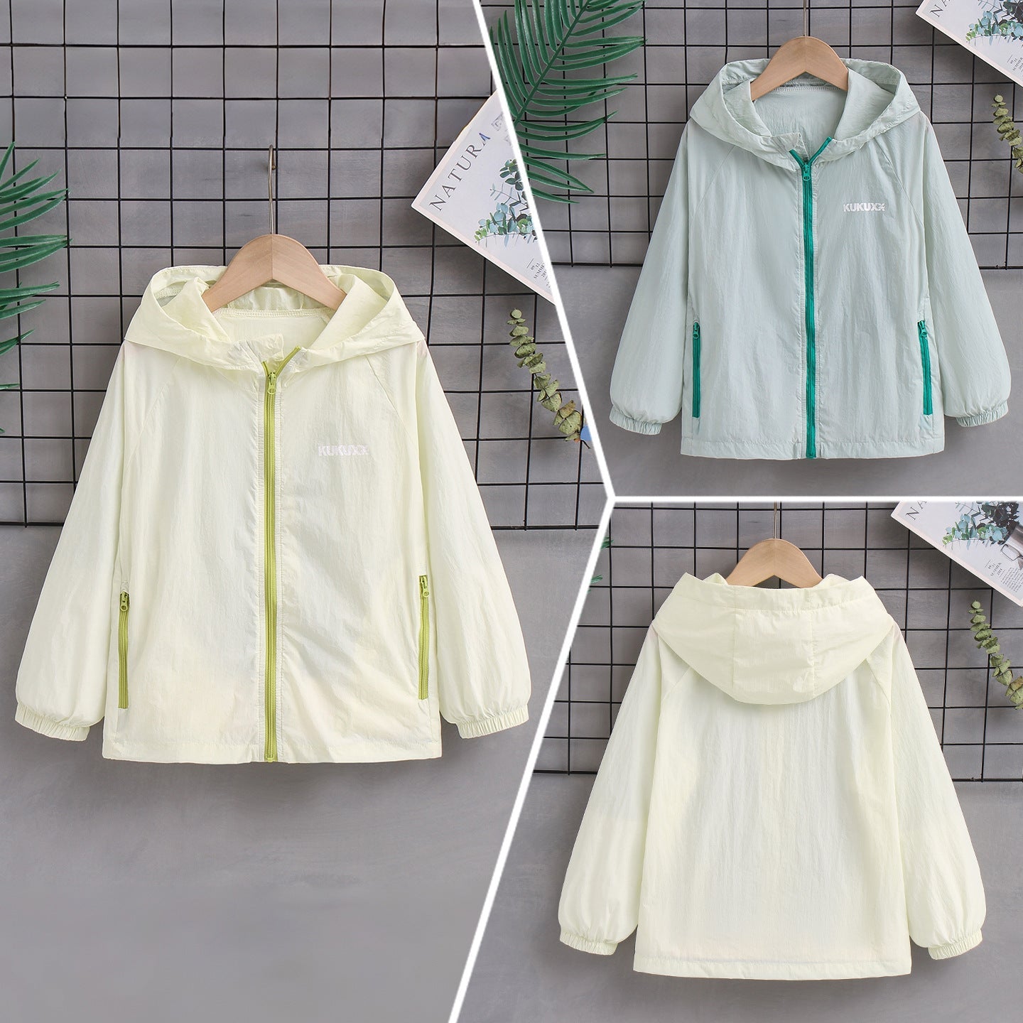 Damen nan ultraleichte Kapuzen-Nylonjacke mit UV-Schutz, winddichter Ausstattung und Reißverschlusstaschen R&B