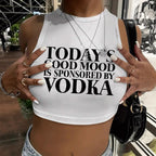 Damen Crop-Top mit inspirierendem Schriftzug und figurbetontem Design R&B