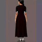 Damen elegantes Maxikleid mit modischem Pinselstrich-Muster und praktischen Taschen R&B