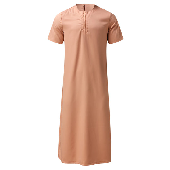 Damen sportliches Maxikleid mit kurzem Arm und praktischem Reißverschluss R&B