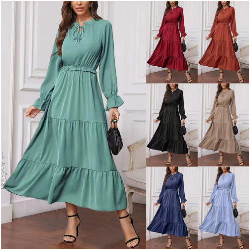 Damen Maxikleid mit voluminösen Ärmel- und Rüschendetails R&B