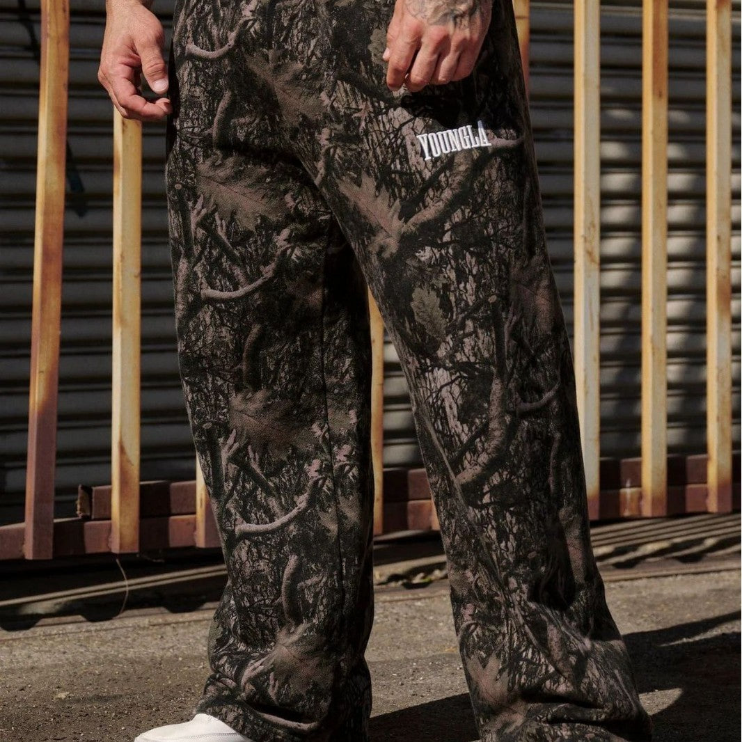 Herren nan weite Camouflage-Jogginghose mit elastischem Komfortbund und Oberschenkel-Logo R&B