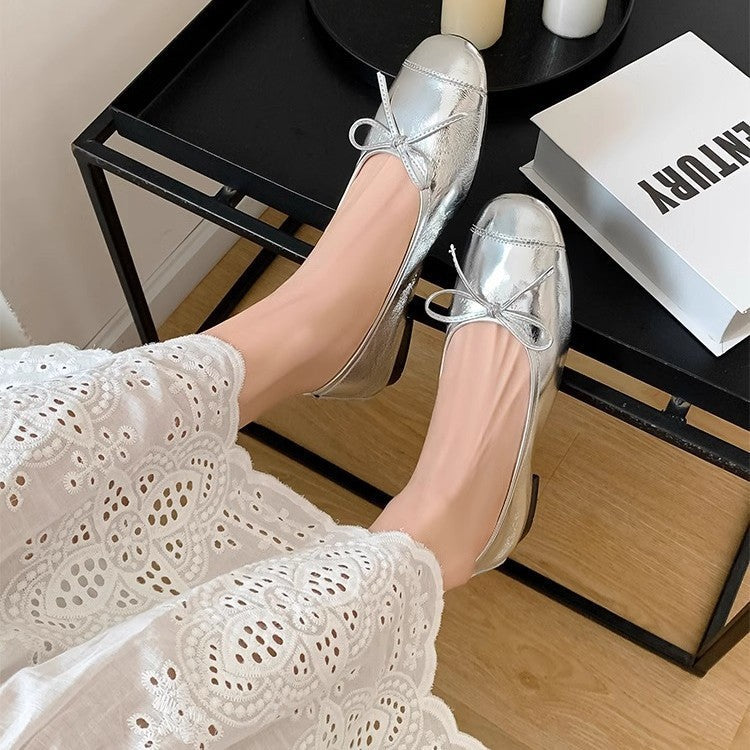 Damen Ballerinas mit elegantem Schleifen-Detail und hochwertiger Glanz-Oberfläche R&B