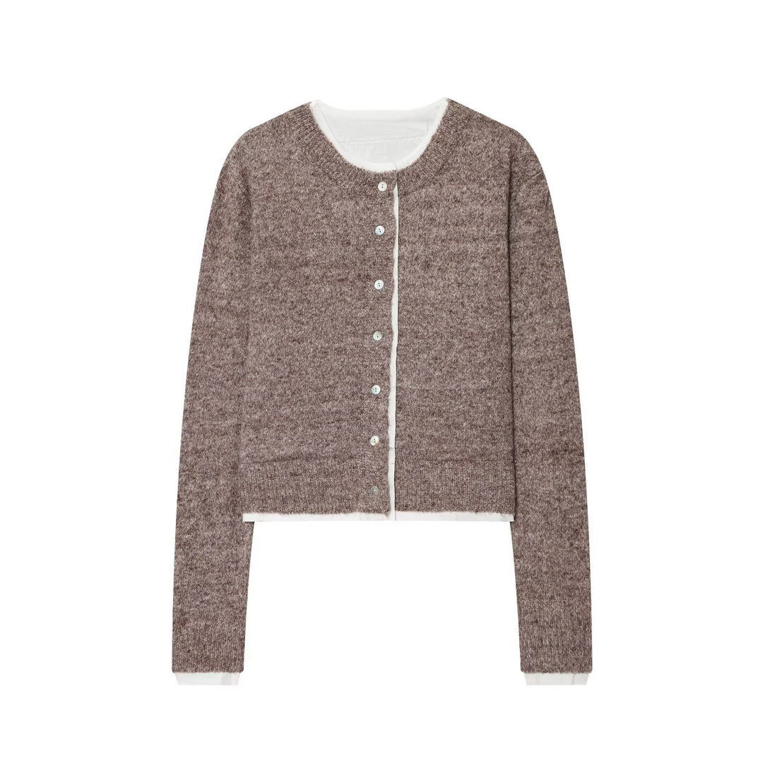Damen Kurze Strickjacke mit Knopfdetails R&B