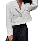Damen Cropped Blazer mit strukturiertem Stoff und eleganten Knopfdetails R&B