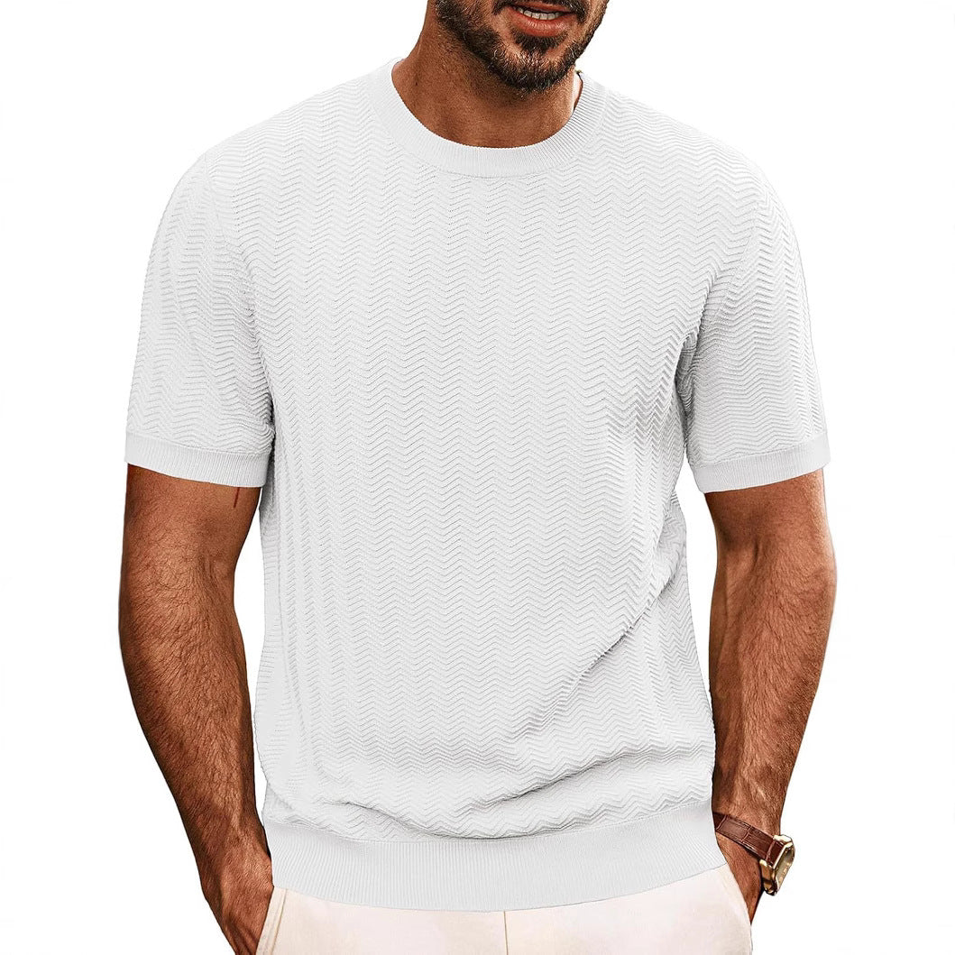 Herren strukturiertes Rundhals T-Shirt R&B