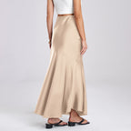 Damen Eleganter fließender Maxirock mit diagonaler Naht R&B