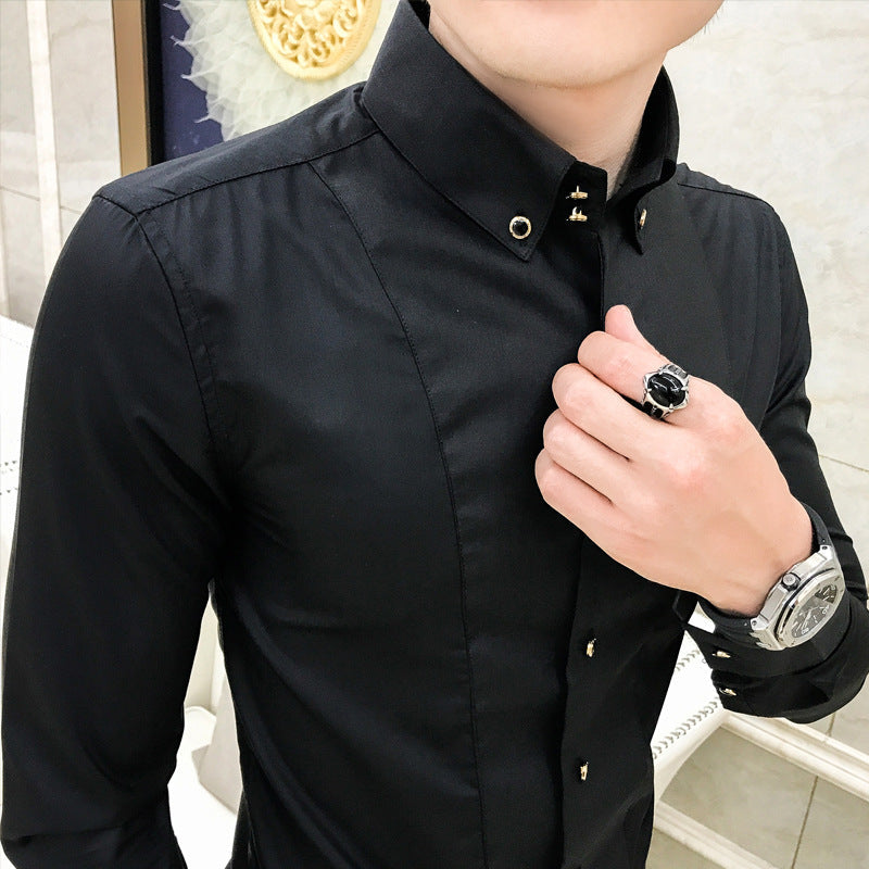 Herren Elegantes Langarmhemd mit feinen Knopfdetails R&B