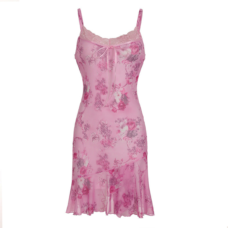 Damen verführerisches Nachthemd mit romantischen Spitzenakzenten und floralem Design R&B