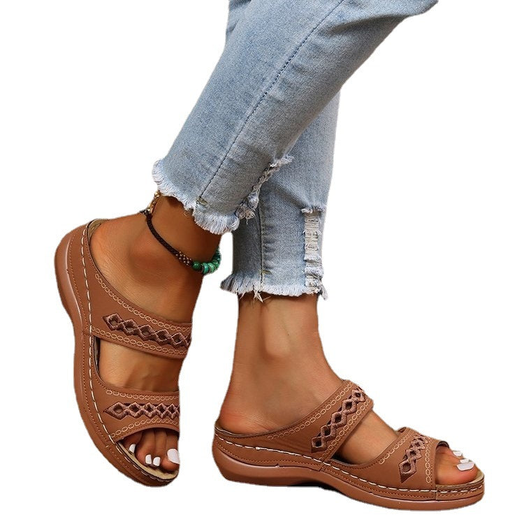 Damen komfortable Riemensandalen mit dekorativem Cut-Out Design R&B