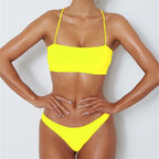 Damen Bikini mit modischem Bandeau-Oberteil und verstellbaren Trägern R&B