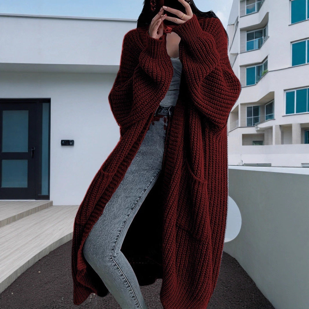 Damen Großer Strickcardigan mit lässiger Passform und großen Taschen R&B