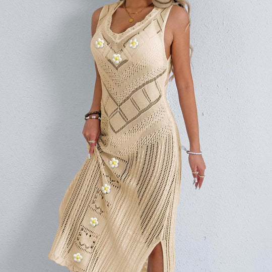 Damen Häkel-Kleid mit floralem Design R&B
