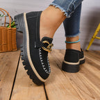Damen Mokassins mit goldfarbener Kettenapplikation und rutschfester Sohle R&B