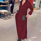 Damen Maxikleid mit praktischem V-Ausschnitt und Taschen R&B