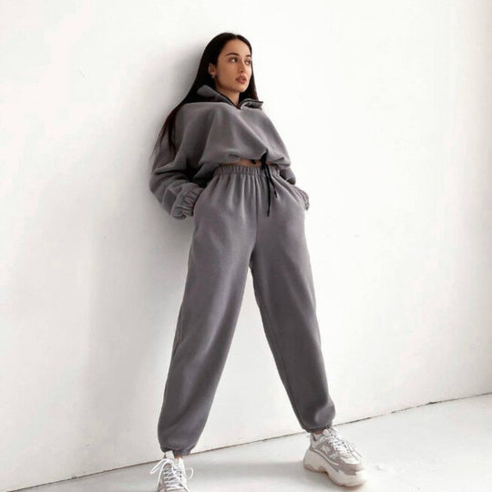 Damen Fleece-Pullover und Jogginghose mit engem Bund R&B