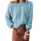 Damen Weites Strickoberteil mit Schneckenstruktur und weitem Ausschnitt R&B
