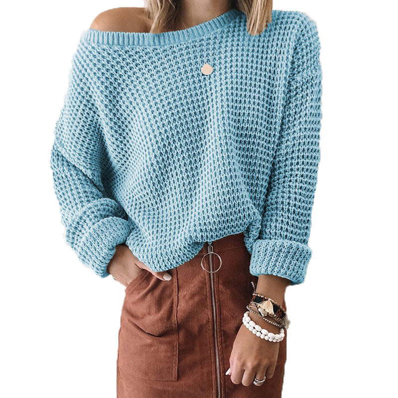 Damen Weites Strickoberteil mit Schneckenstruktur und weitem Ausschnitt R&B