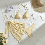 Damen Triangel-Bikini-Set mit strukturierter Oberfläche und verspieltem Rock R&B