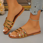 Damen Glamouröse Riemchen-Sandalen mit goldenen Akzenten R&B