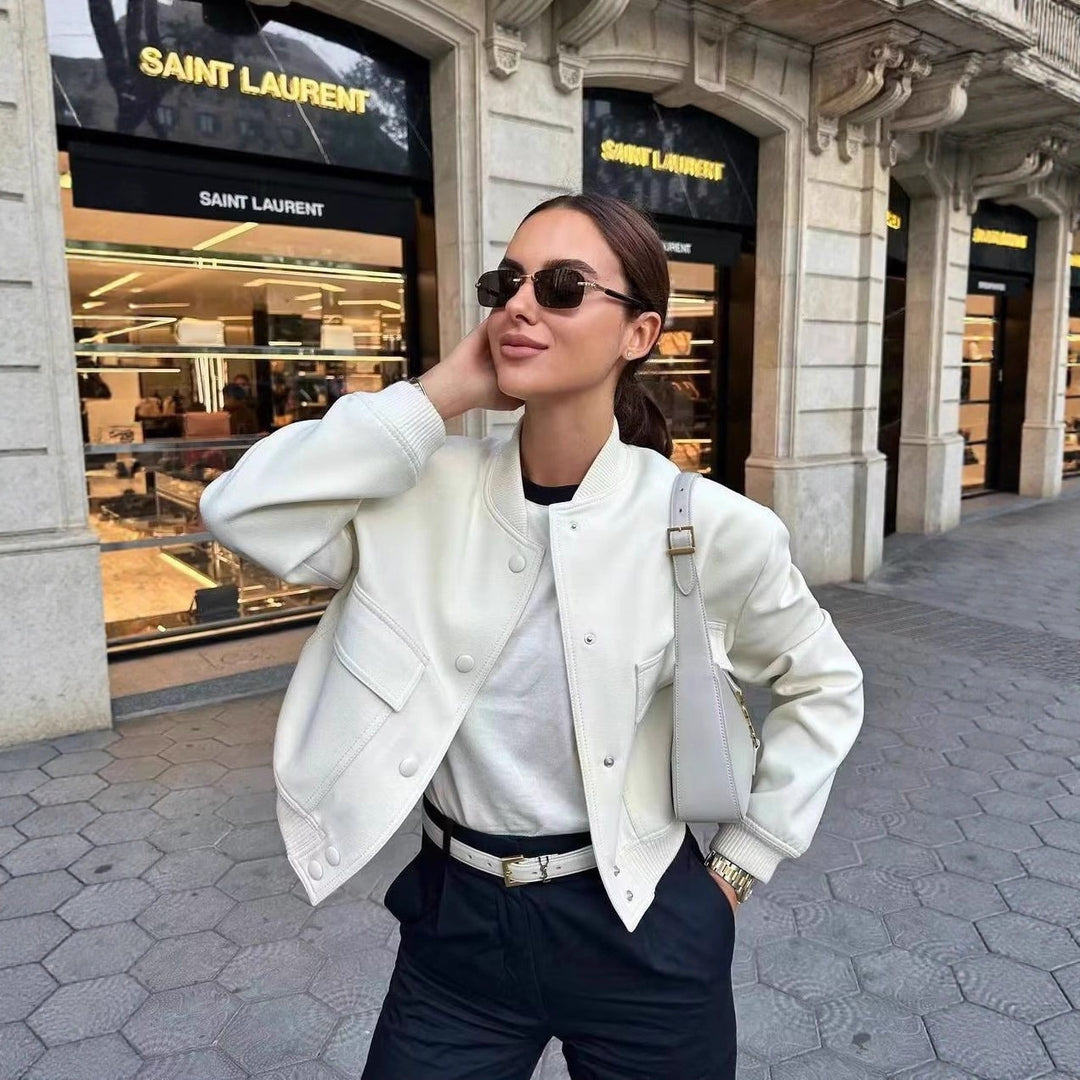 Damen sportliche Bomberjacke mit wattiertem Innenfutter und praktischen Taschen R&B