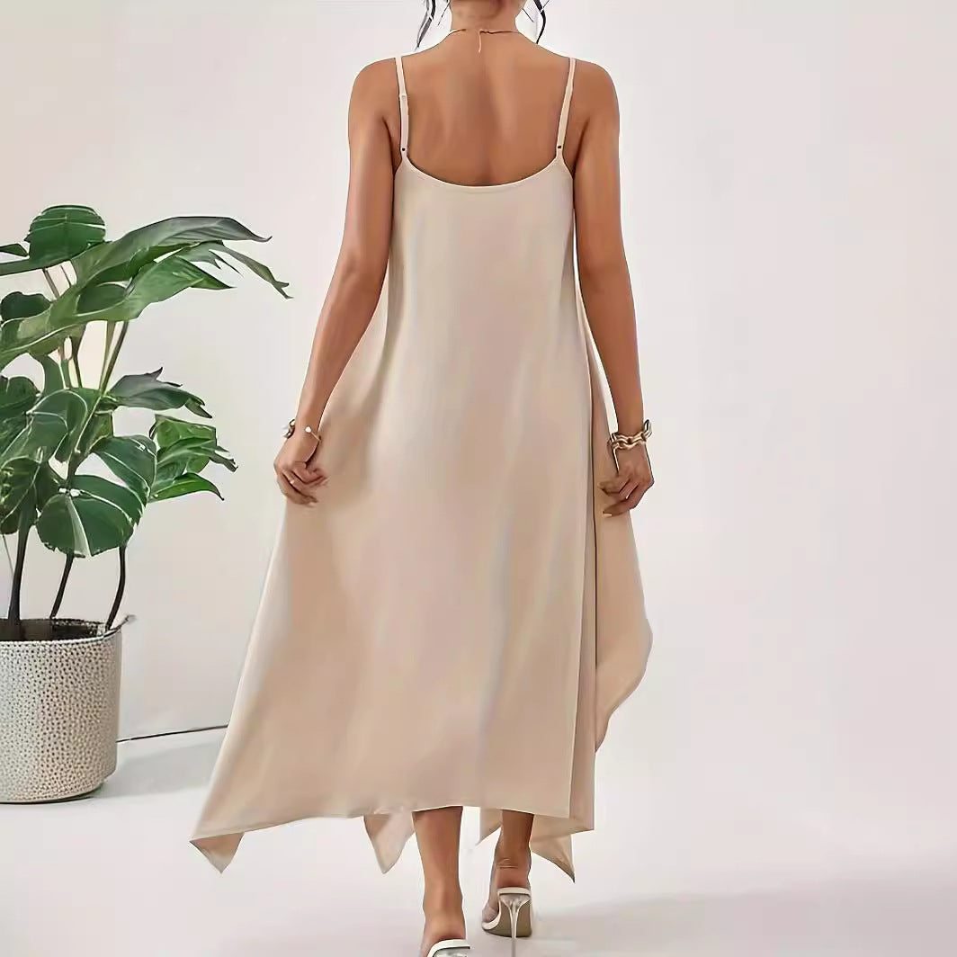 Damen Fließendes Maxikleid mit asymmetrischem Saum R&B