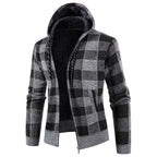 Herren Fleece-Kapuzenjacke mit Karomuster und weichem Innenfutter R&B