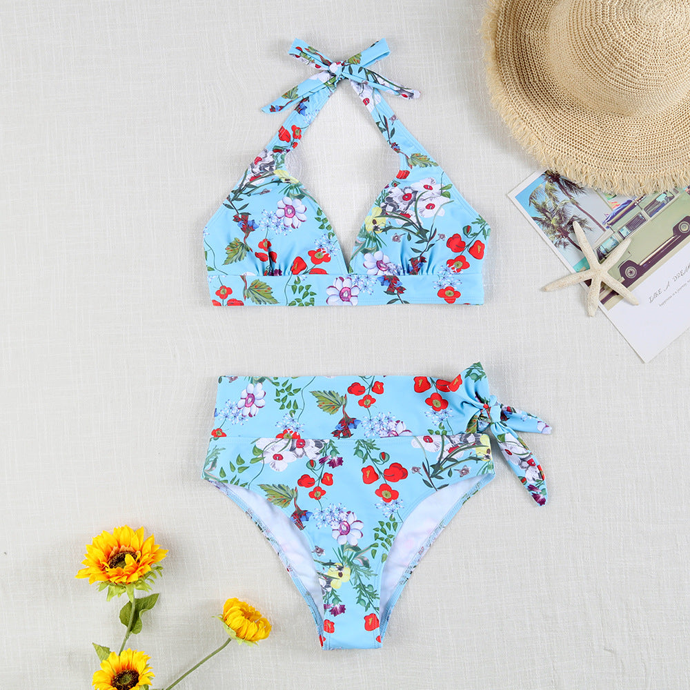 Damen Bikini-Set mit verspieltem Haltertop und hochgeschnittenem Höschen R&B