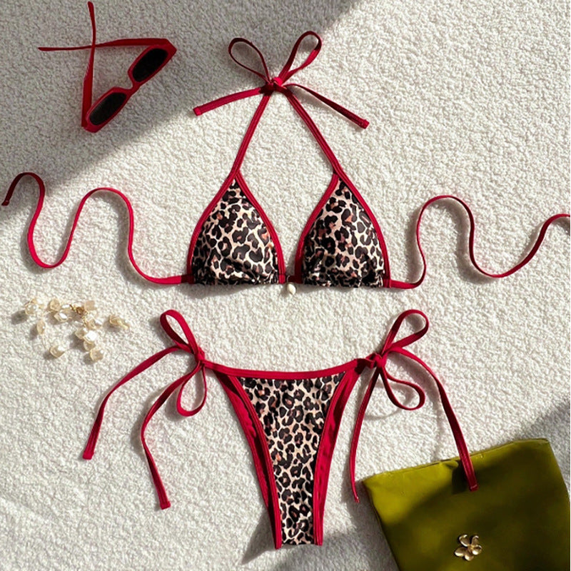Damen Triangel-Bikini mit trendigem Animal-Print und verstellbaren Trägern R&B