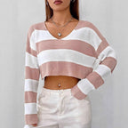 Damen Gemusterter Crop-Pullover R&B