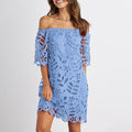 Damen Off-Shoulder Kleid mit floralen Cut-Outs und luftigen Ärmeln R&B