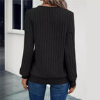 Damen Strickpullover mit V-Ausschnitt und dekorativen Rippdetails R&B