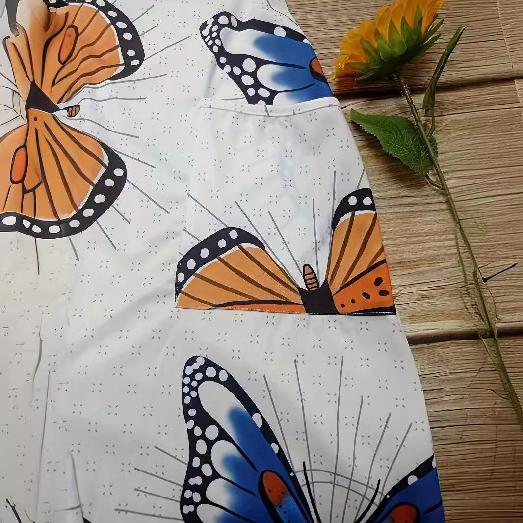 Damen Jumpsuit mit einzigartigem Schmetterlingsdruck und praktischen Taschen