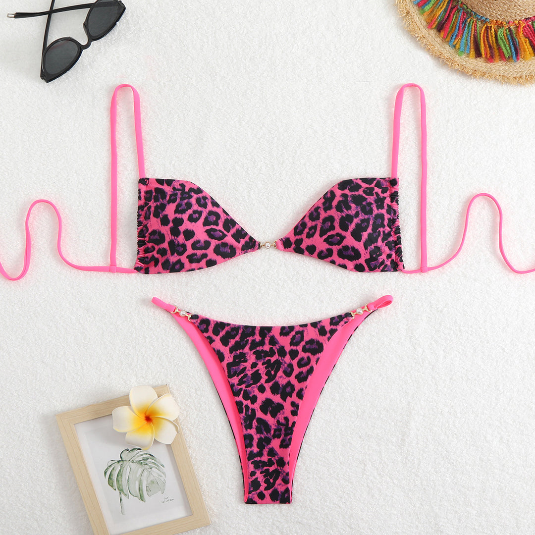 Damen Triangel-Bikini mit verstellbaren Trägern und elegantem Blumendruck R&B
