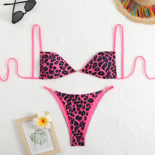 Damen Triangel-Bikini mit verstellbaren Trägern und elegantem Blumendruck R&B