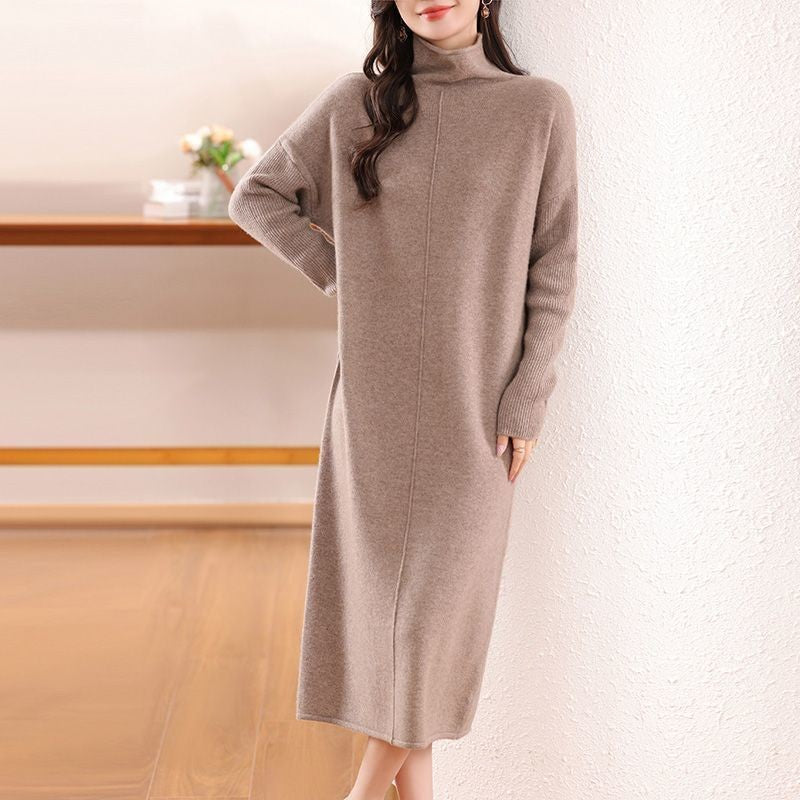 Damen Elegantes Strickkleid mit Rollkragen und Oversized-Schnitt R&B