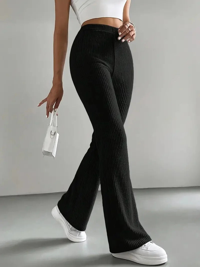 Damen Wide-Leg Ribbed-Hose R&B