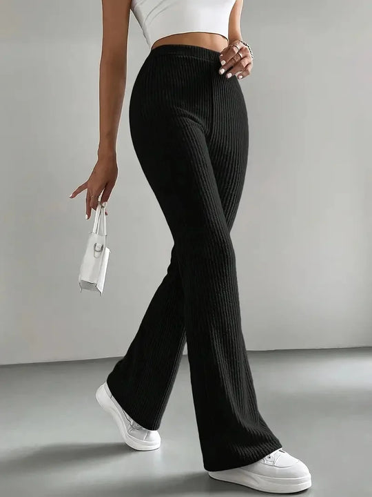 Damen Wide-Leg Ribbed-Hose R&B