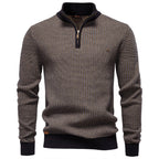 Herren Strickpullover mit modernem Zipper und strukturiertem Design