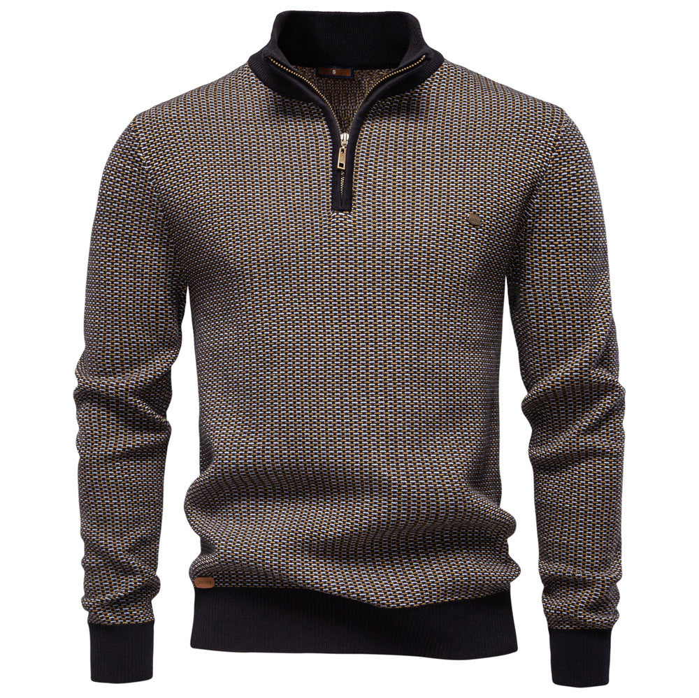 Herren Strickpullover mit modernem Zipper und strukturiertem Design