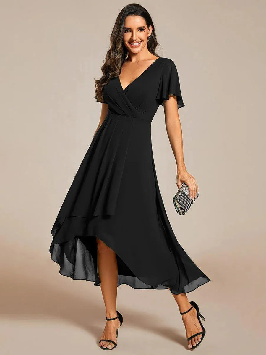 Damen Elegantes Wickelkleid mit asymmetrischem Saum R&B