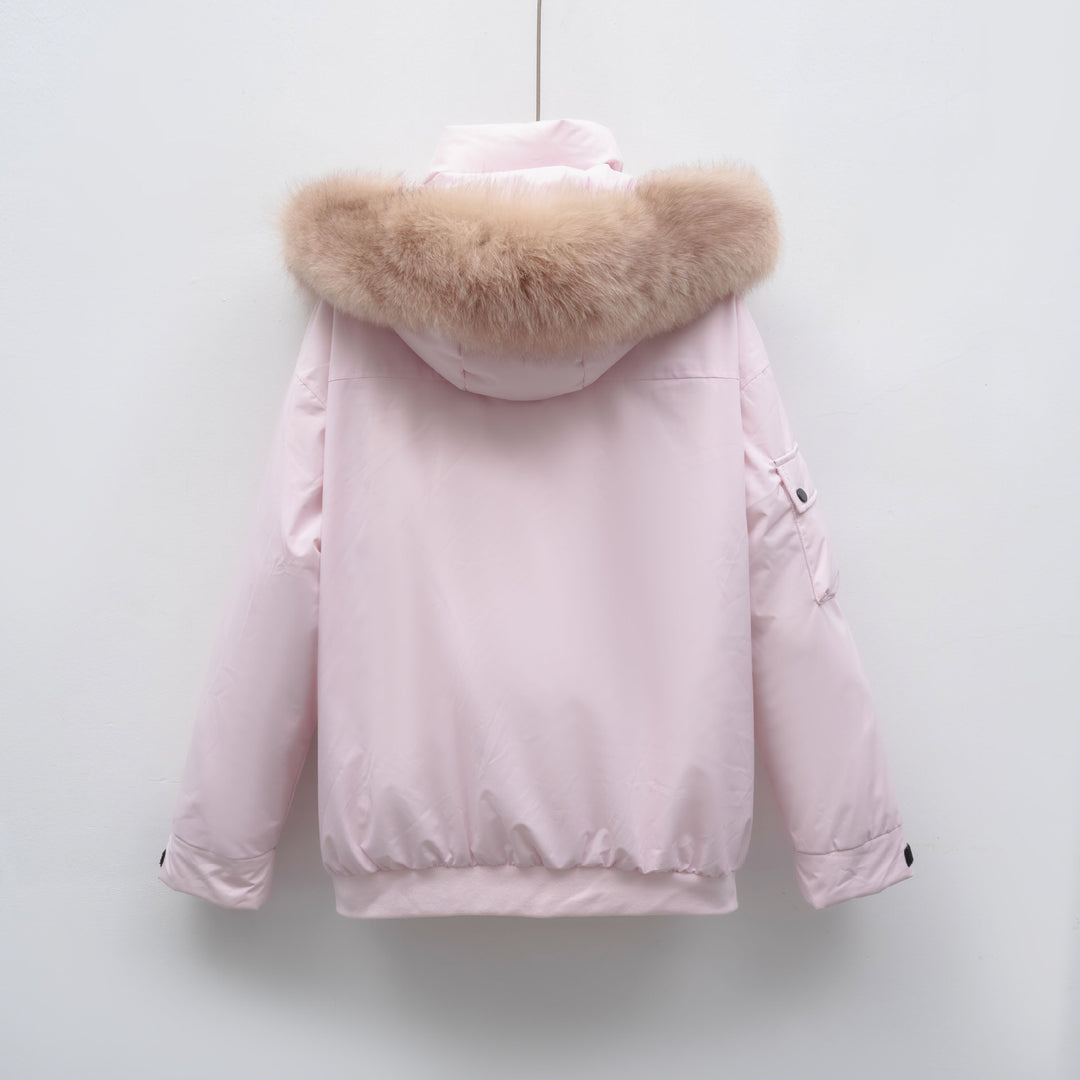 Damen Winterjacke mit großem Kunstfellkragen und funktionalen Taschen R&B