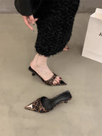 Damen schicke Slingback Mules mit modischem Leopardenprint R&B