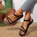 Damen Flache geflochtene Sandalen mit flexiblem Fußbett R&B