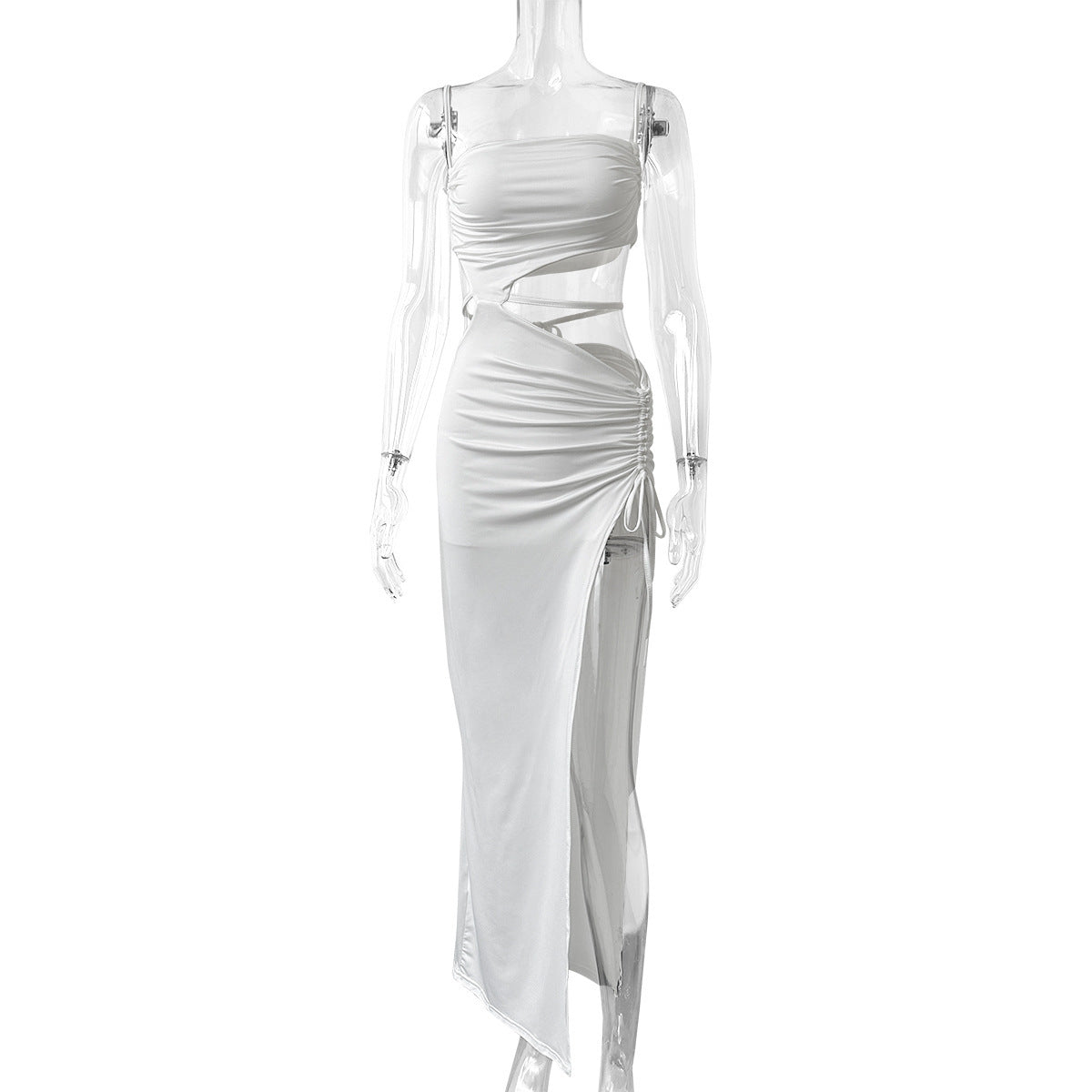 Damen Set mit Cropped Top und Maxirock mit Raffung