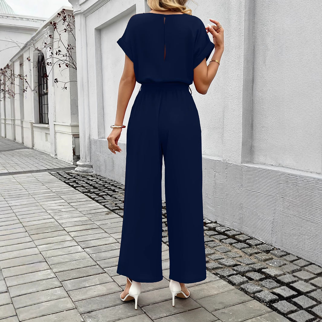 Damen Eleganter Jumpsuit mit Taillengürtel R&B
