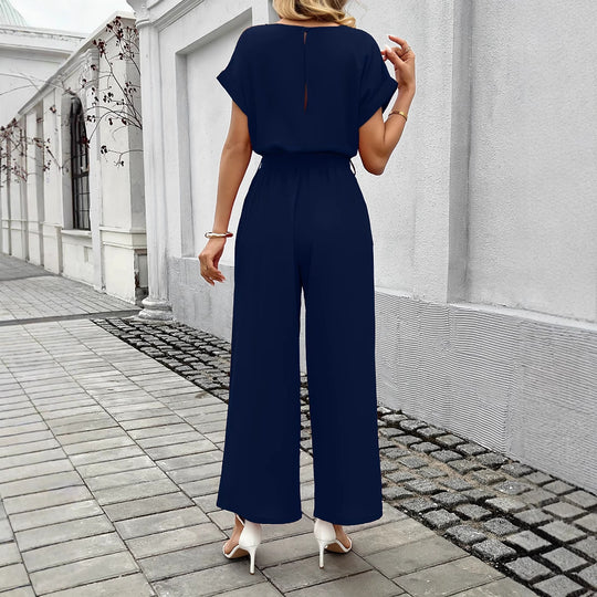 Damen Eleganter Jumpsuit mit Taillengürtel R&B