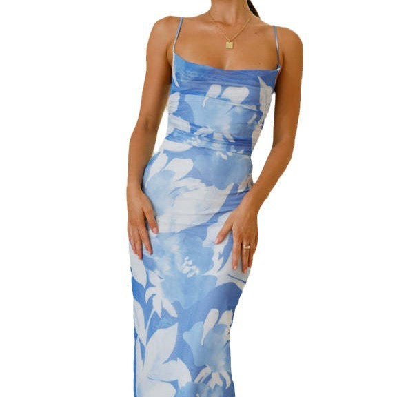 Damen Maxi-Kleid mit ärmellosem Schnitt und elegantem floralem Design R&B
